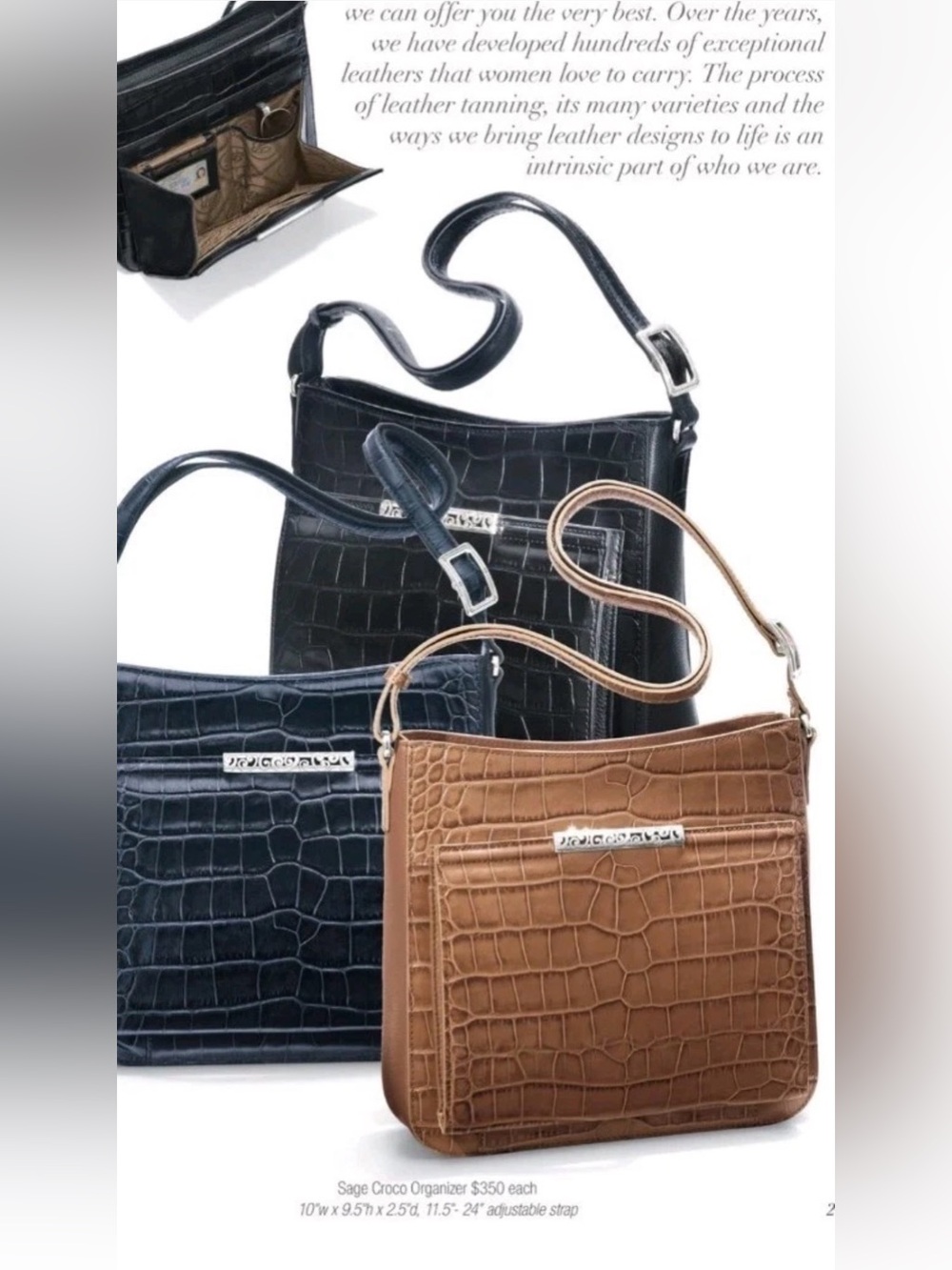 Brighton Mingle Sage Mock Croco Nutmeg Organizer Shoulder/Crossbody Bag MSRP$350 - Picture 13 of 13